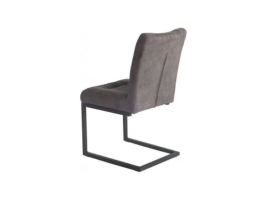 Lot 2 chaises velours taupe foncé et pieds design en métal noir - VIVI