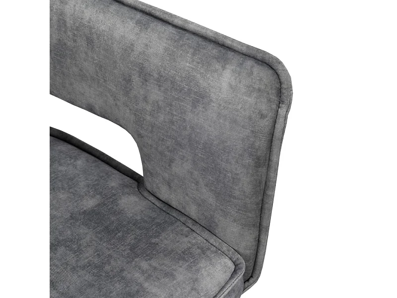 Lot de 2 chaises tissu gris clair et piétement en métal noir - RIO
