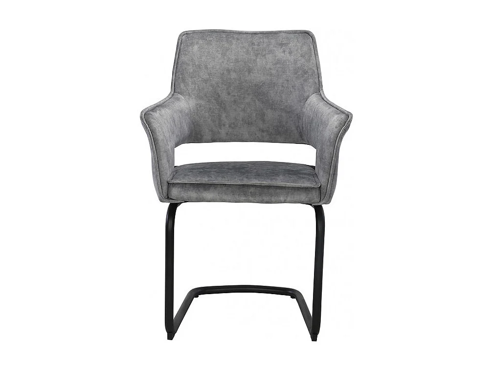 Lot de 2 chaises tissu gris clair et piétement en métal noir - RIO