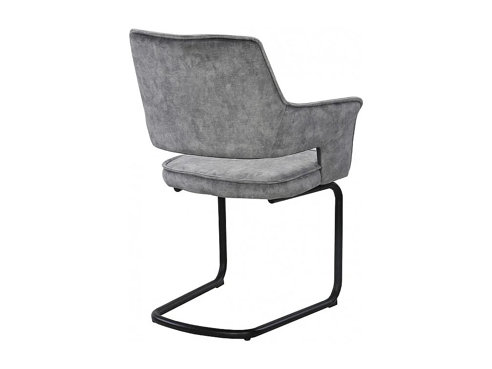 Lot de 2 chaises tissu gris clair et piétement en métal noir - RIO