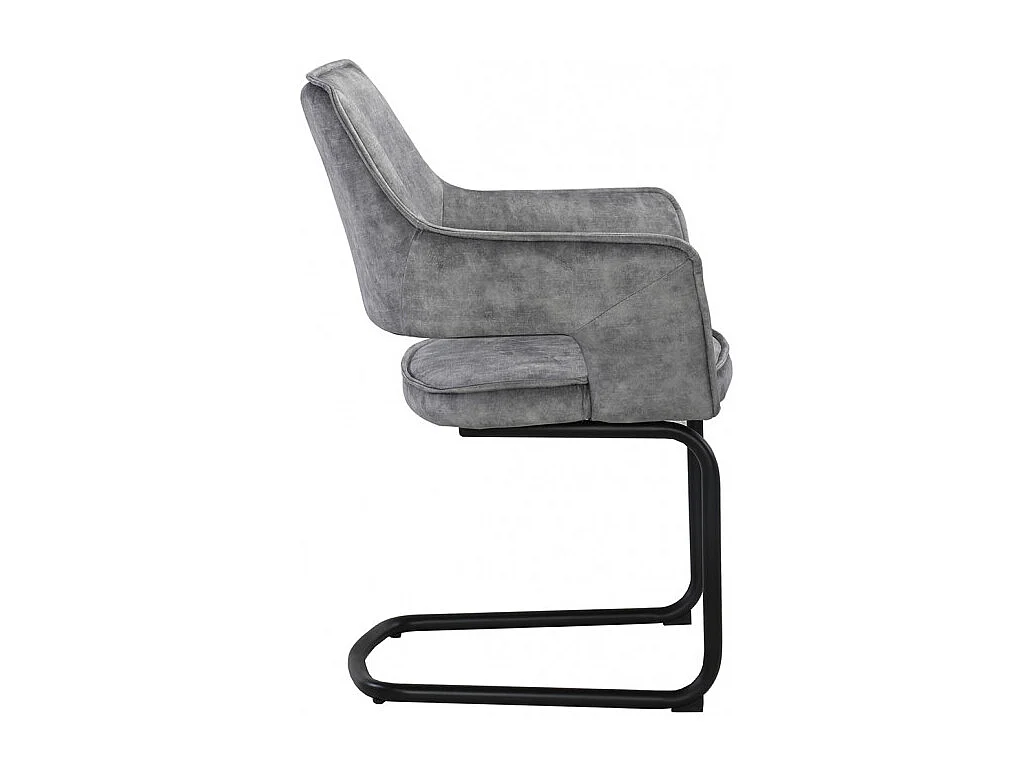 Lot de 2 chaises tissu gris clair et piétement en métal noir - RIO