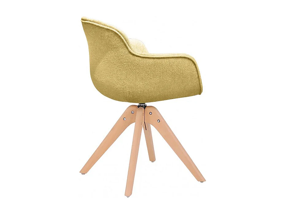Lot de 2 chaises rotatives en tissu jaune chiné et pieds bois - TWIST