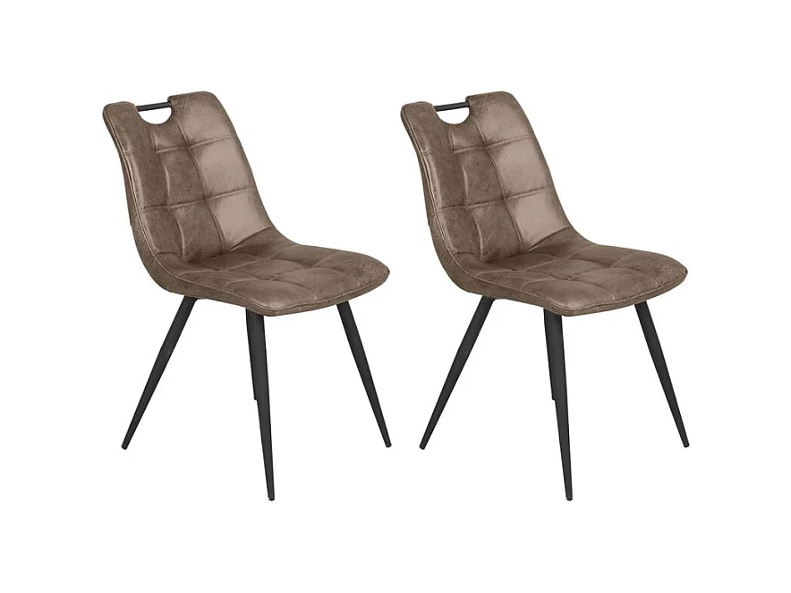 Lot de 2 chaises aspect simili marron vieilli piétement métal - MUSE