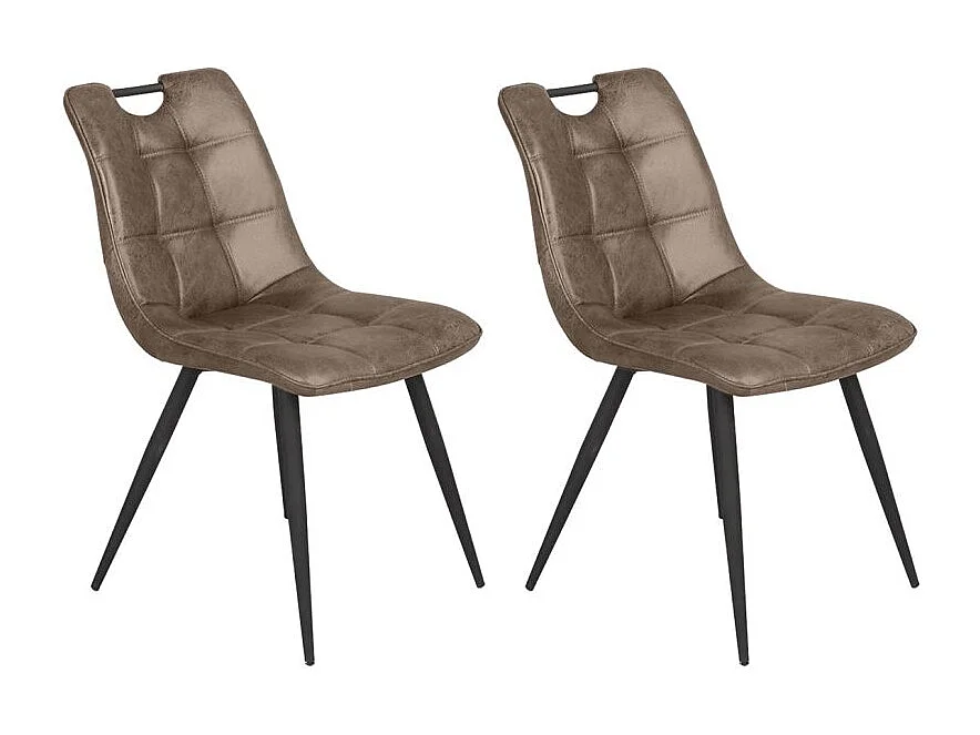 Lot de 2 chaises aspect simili marron vieilli piétement métal - MUSE