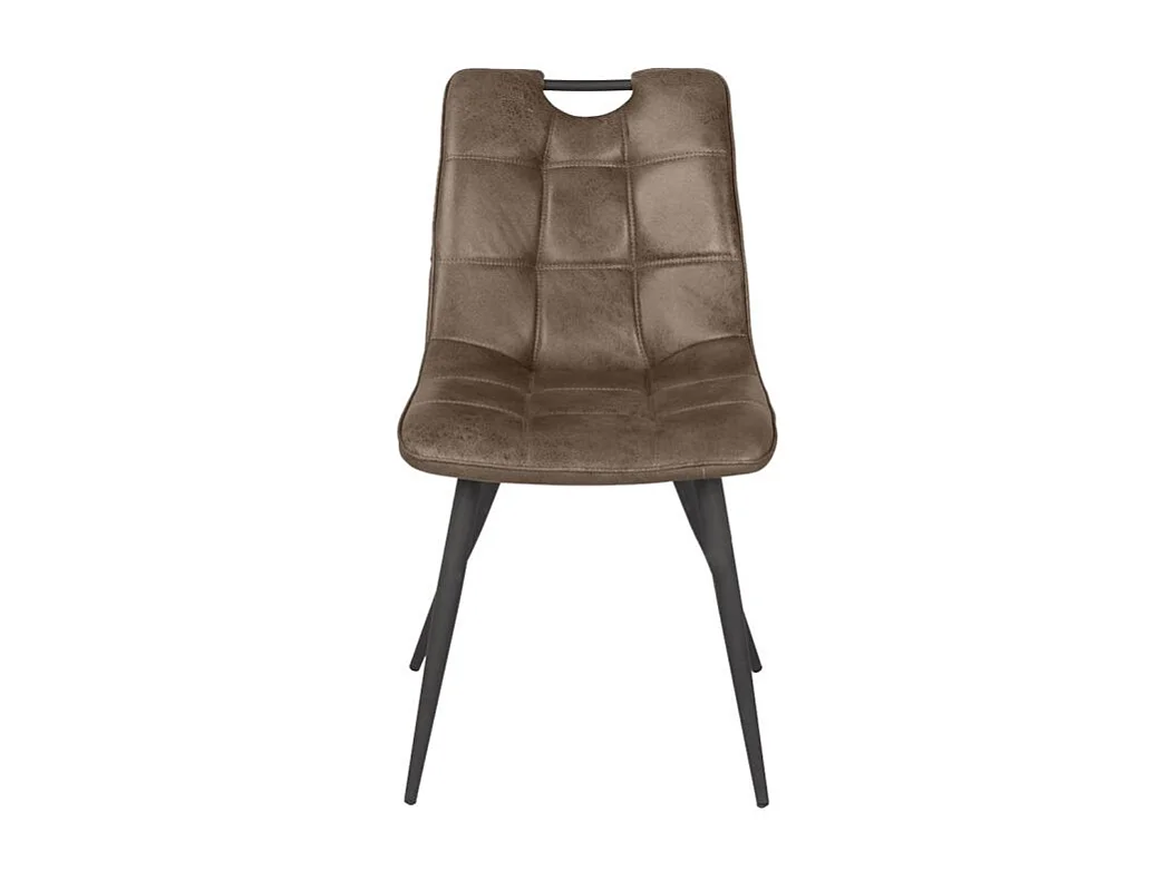 Lot de 2 chaises aspect simili marron vieilli piétement métal - MUSE