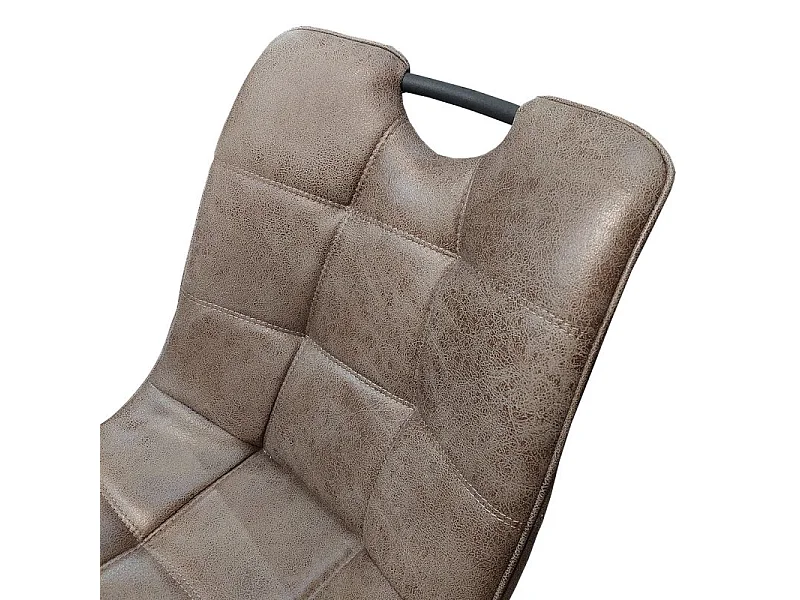 Lot de 2 chaises aspect simili marron vieilli piétement métal - MUSE