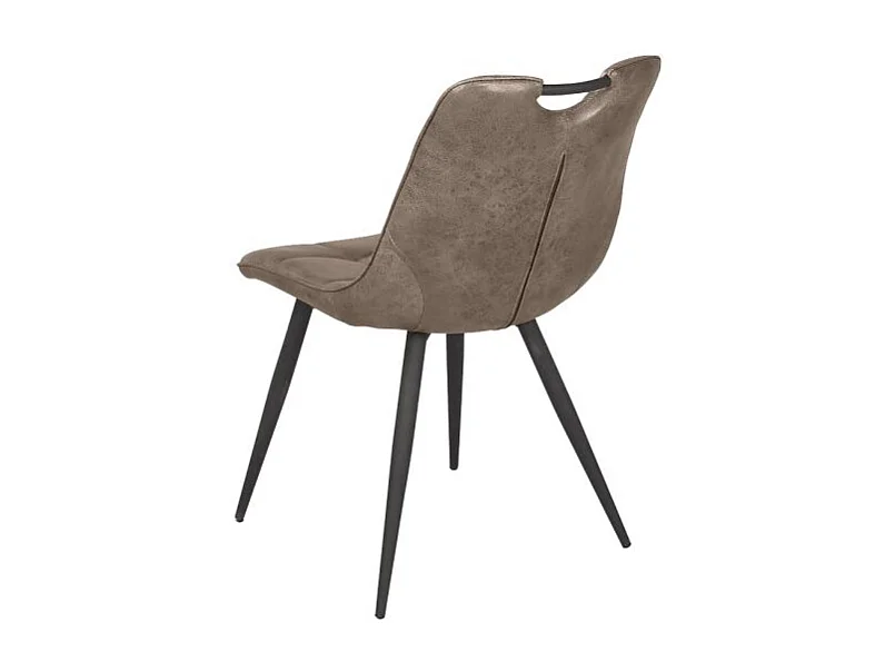 Lot de 2 chaises aspect simili marron vieilli piétement métal - MUSE