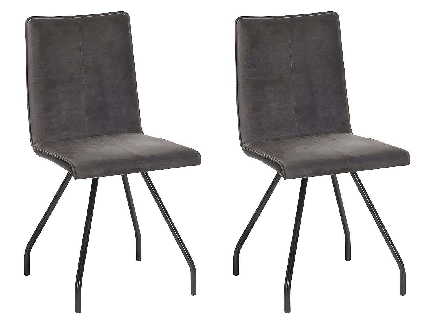 Lot 2 chaises en velours gris anthracite et pieds métal - VELVET
