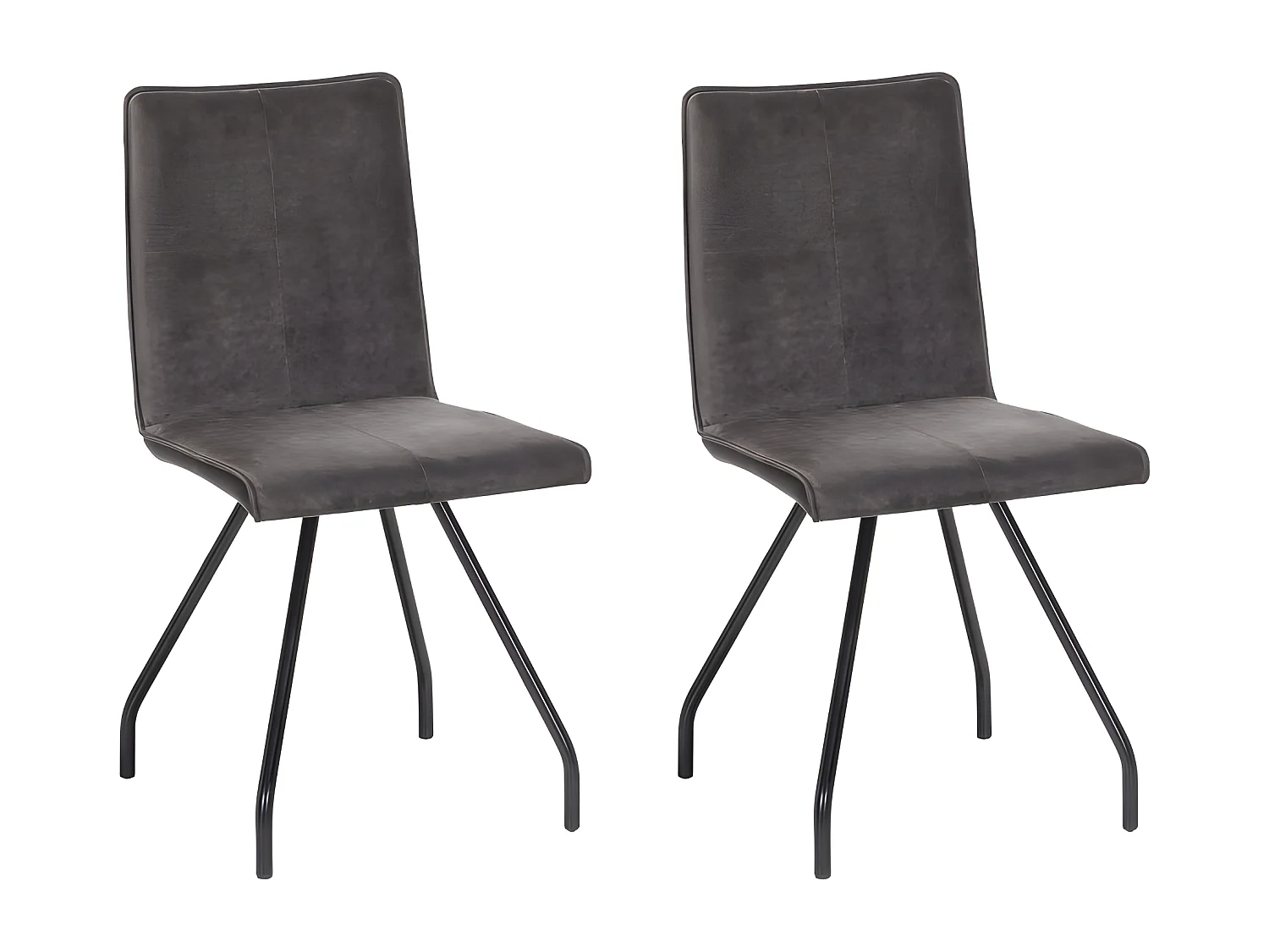 Lot 2 chaises en velours gris anthracite et pieds métal - VELVET