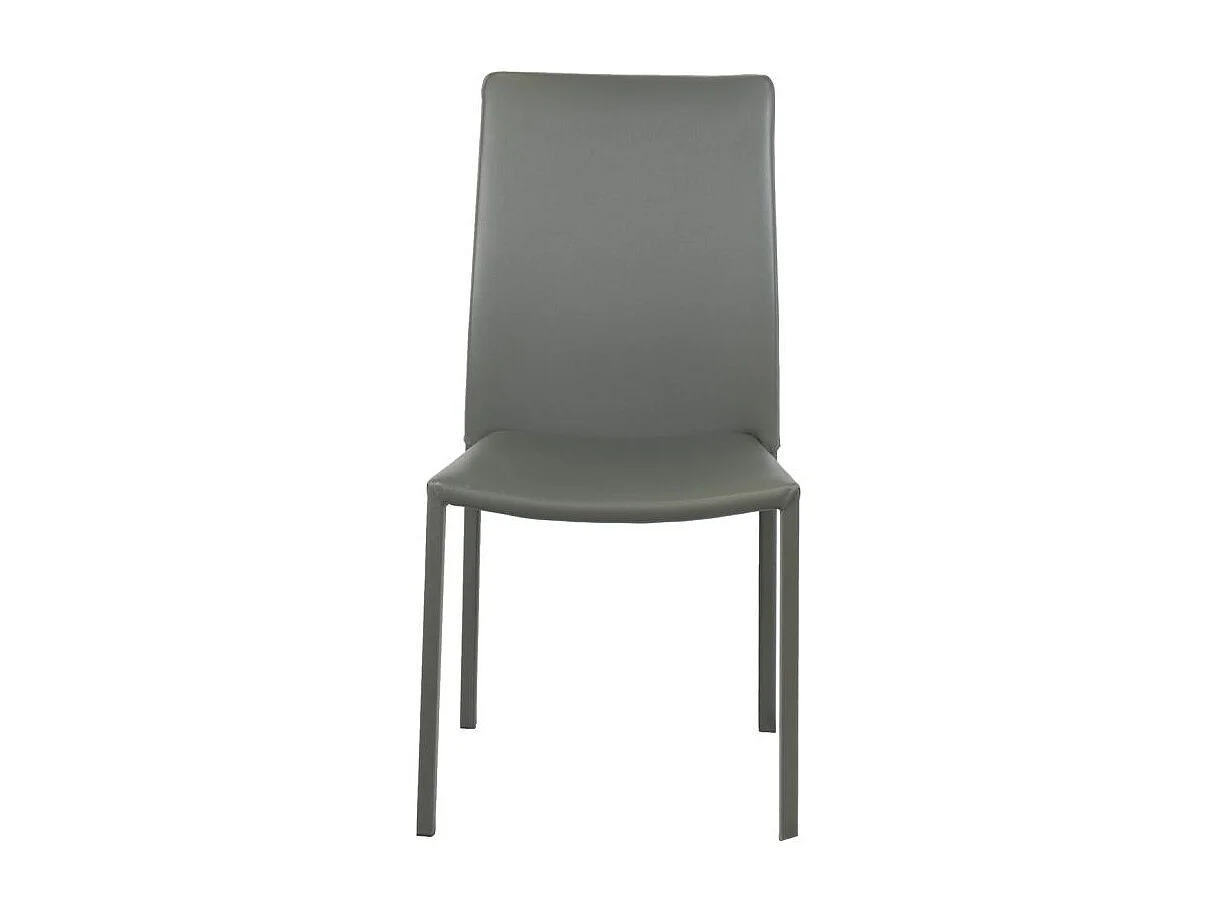 Lot de 4 chaises empilables en simili gris et 4 pieds en acier - LUFY