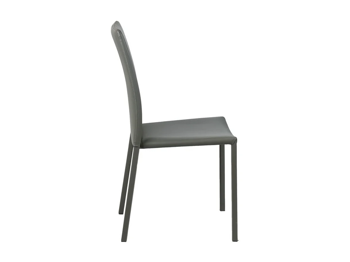 Lot de 4 chaises empilables en simili gris et 4 pieds en acier - LUFY