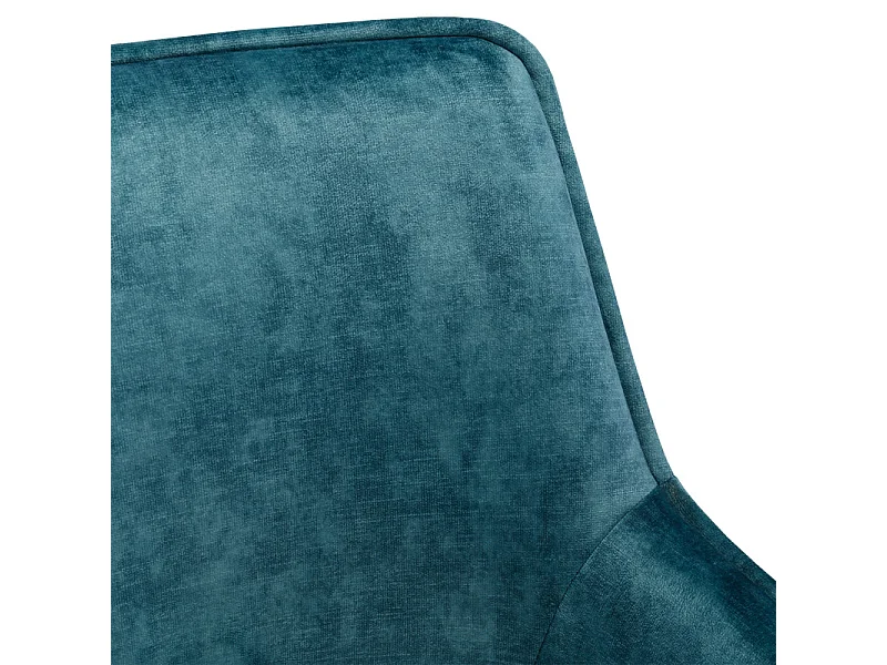 Lot de 2 chaises tissu bleu et piétement métal noir - RIO