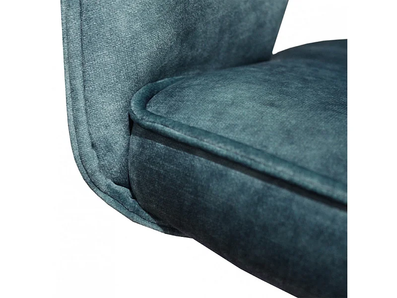 Lot de 2 chaises tissu bleu et piétement métal noir - RIO