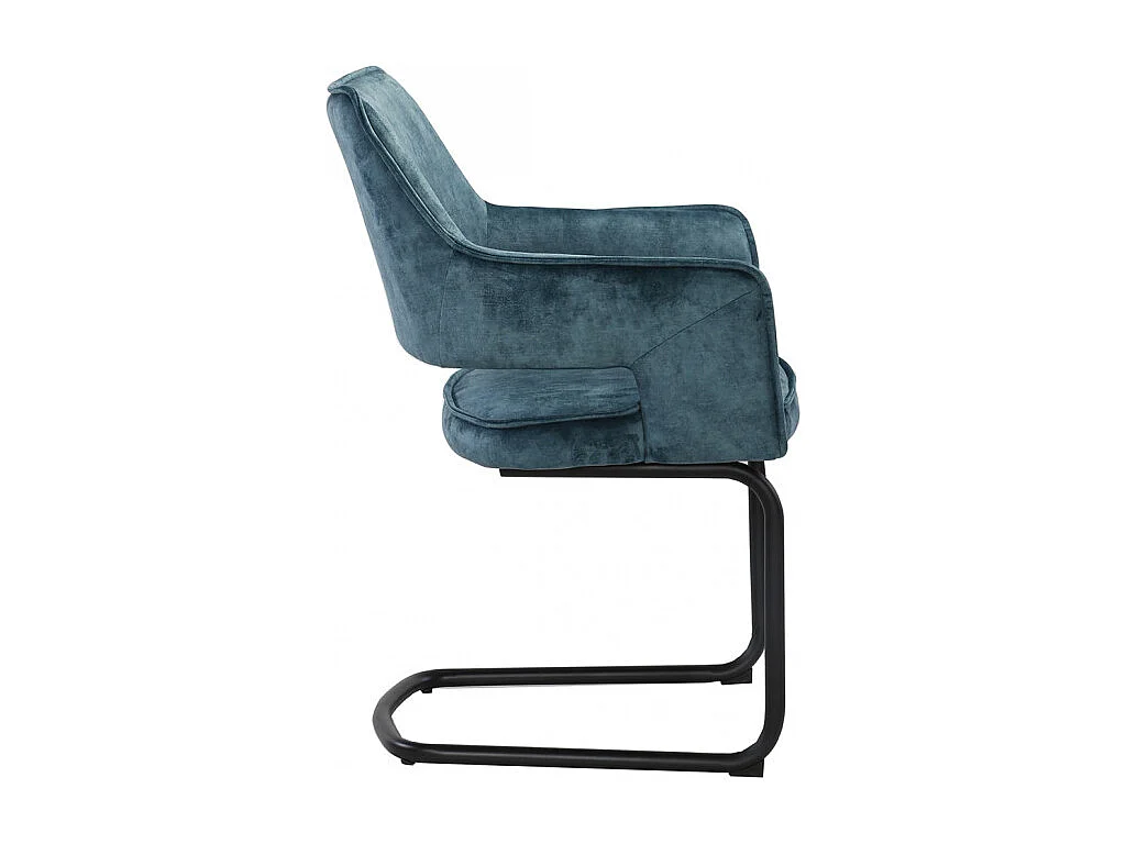 Lot de 2 chaises tissu bleu et piétement métal noir - RIO