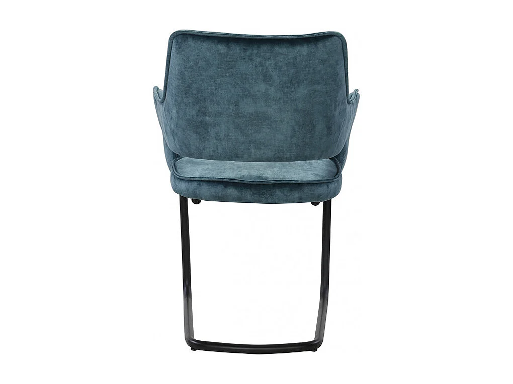 Lot de 2 chaises tissu bleu et piétement métal noir - RIO