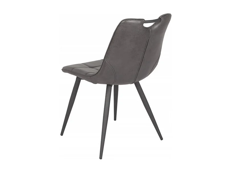 Lot de 2 chaises simili noir vieilli vintage piétement métal - MUSE