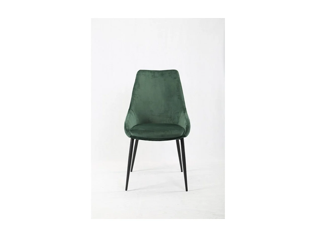 Lot de 2 chaises en velours vert et piètement en métal noir - JAZZY