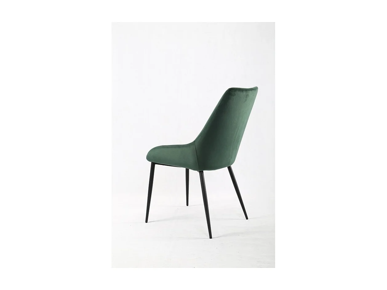 Lot de 2 chaises en velours vert et piètement en métal noir - JAZZY