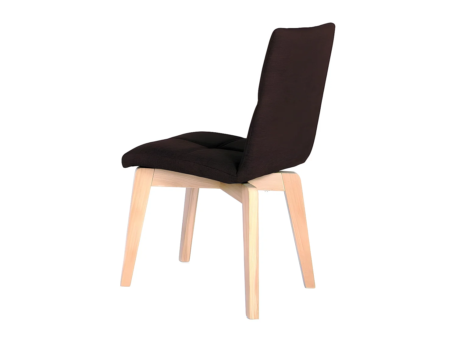 Lot 2 chaises capitonnées tissu marron et pieds chêne - LEA