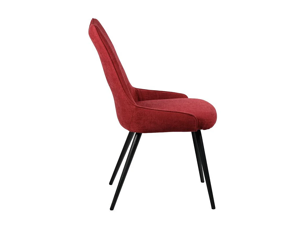 Lot de 2 chaises rembourrées en tissu rouge pieds métal noir - OLBIA