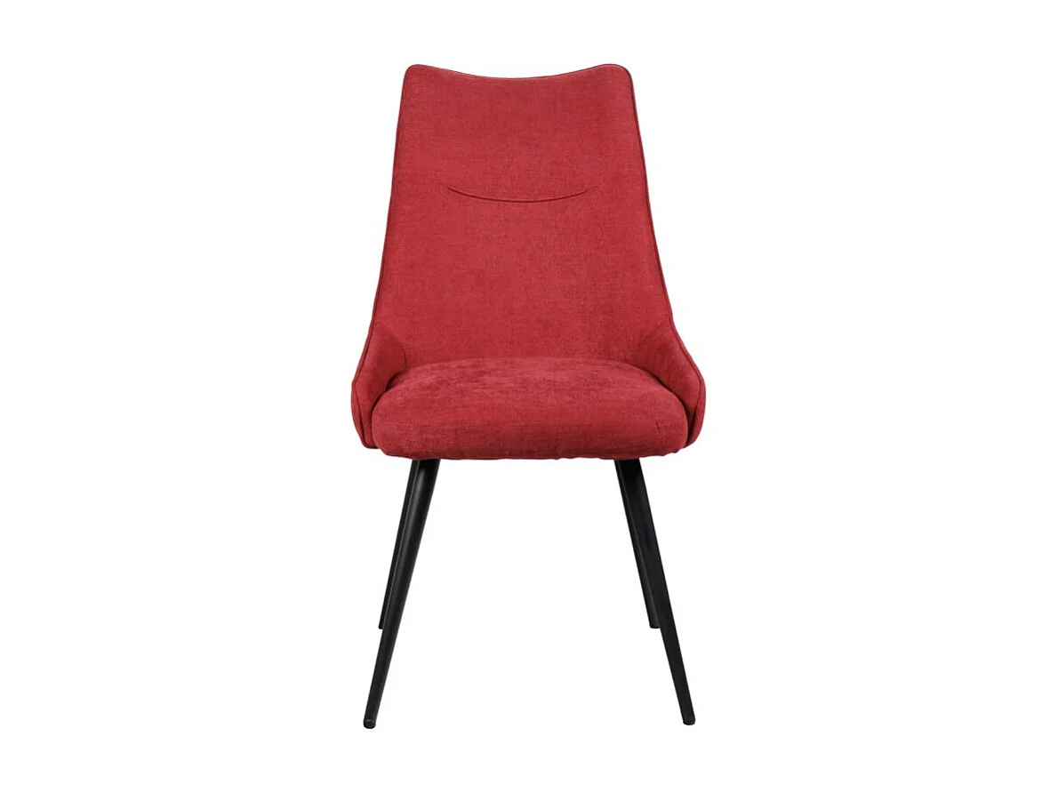 Lot de 2 chaises rembourrées en tissu rouge pieds métal noir - OLBIA