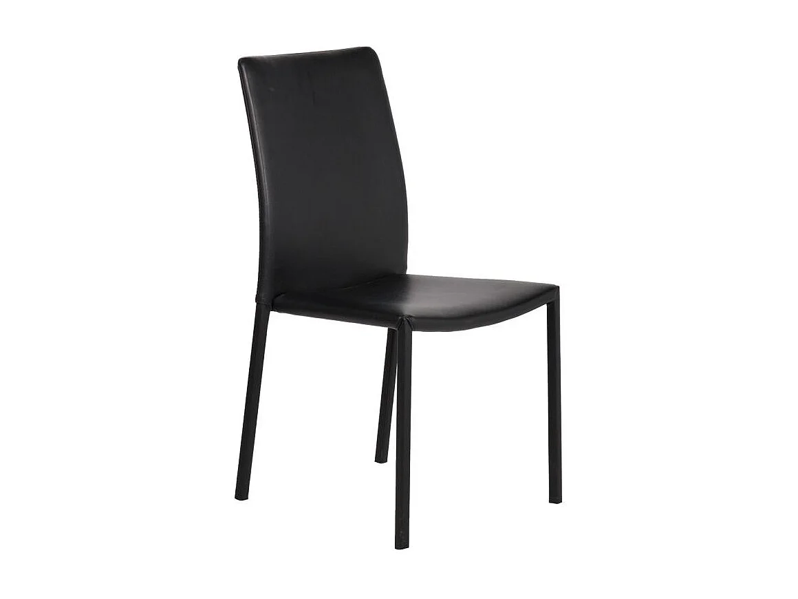 Lot de 4 chaises empilables en simili noir et 4 pieds en acier - LUFY