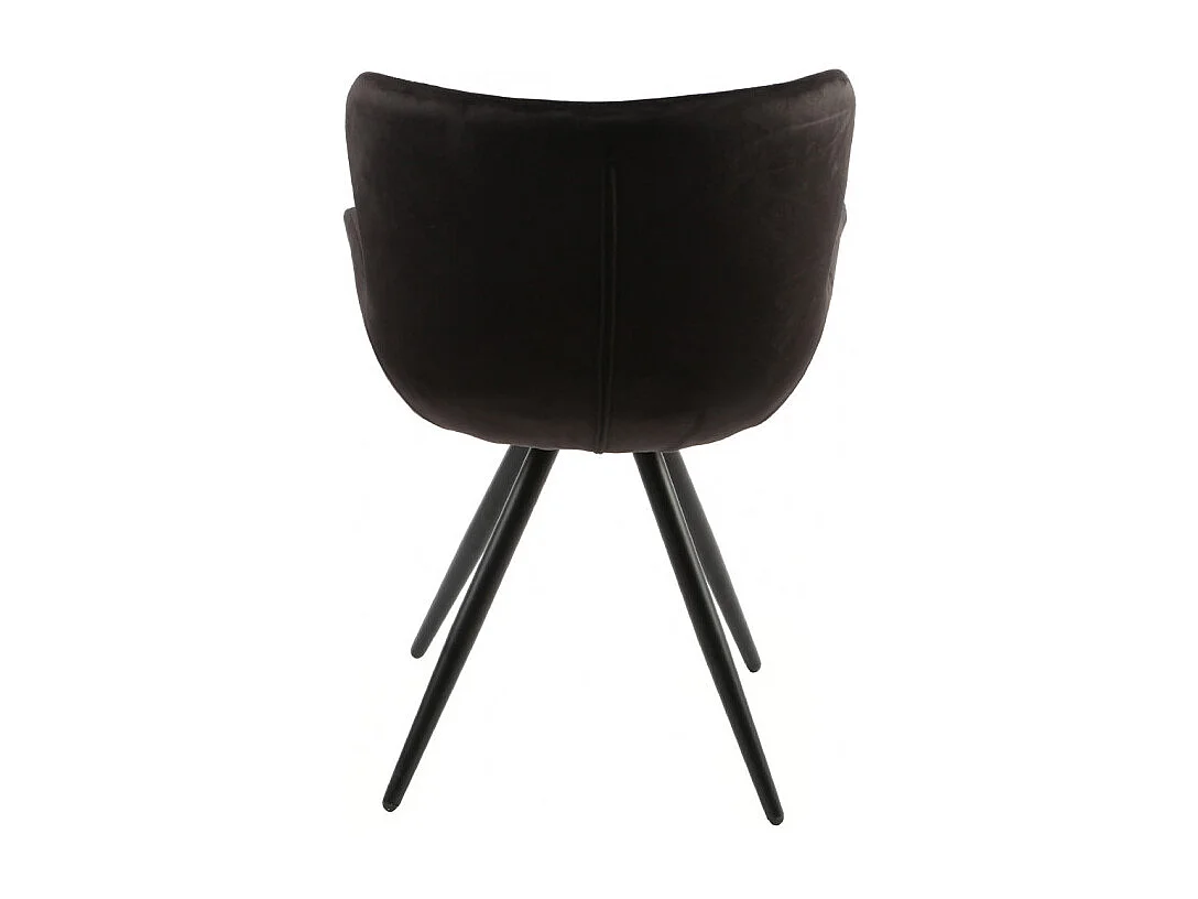 Lot de 2 chaises velours noir et piètement métal noir - LOTUS