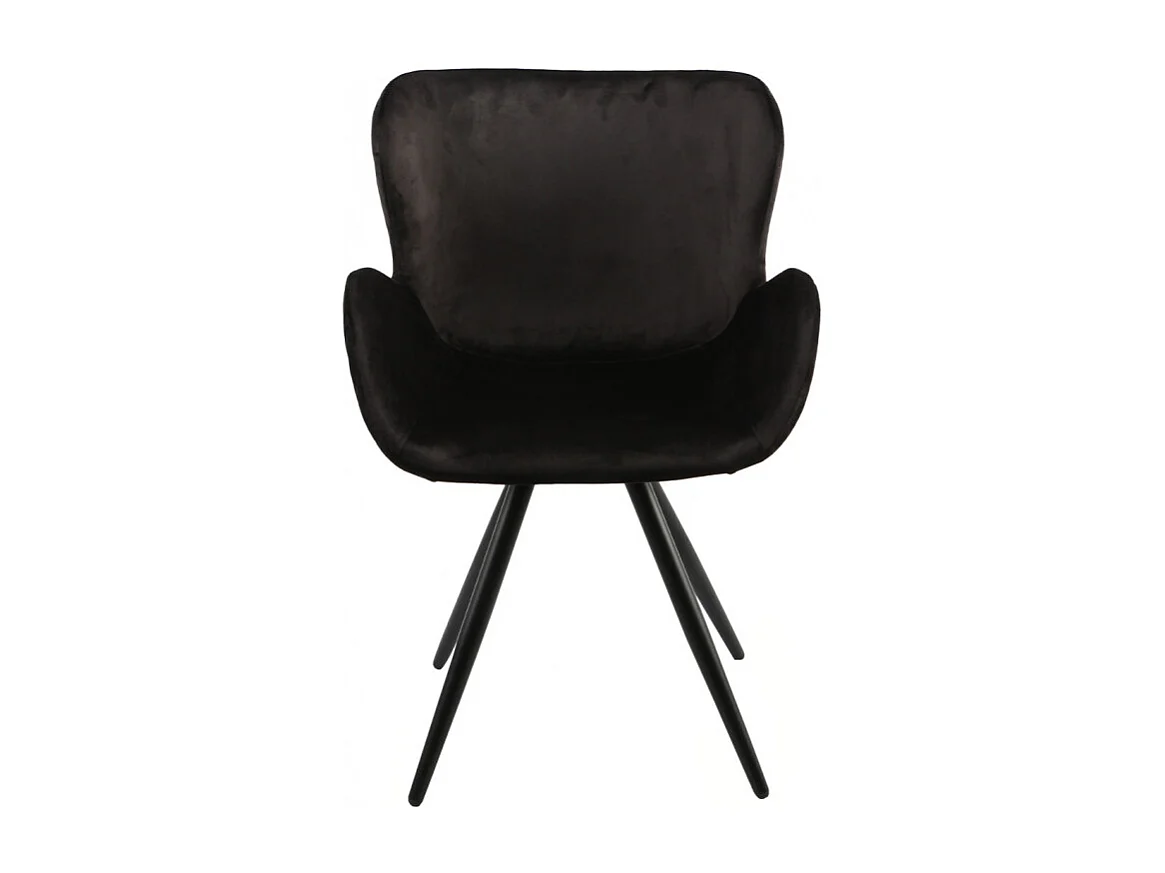 Lot de 2 chaises velours noir et piètement métal noir - LOTUS