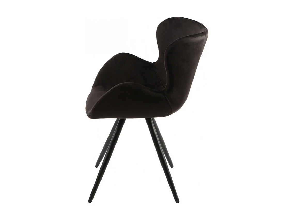 Lot de 2 chaises velours noir et piètement métal noir - LOTUS
