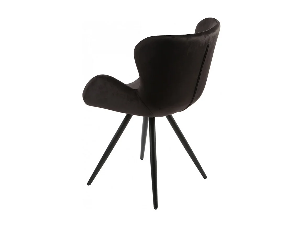 Lot de 2 chaises velours noir et piètement métal noir - LOTUS