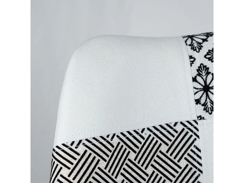 Lot 2 chaises scandinave en tissu patchwork motif noir et blanc - LIDY