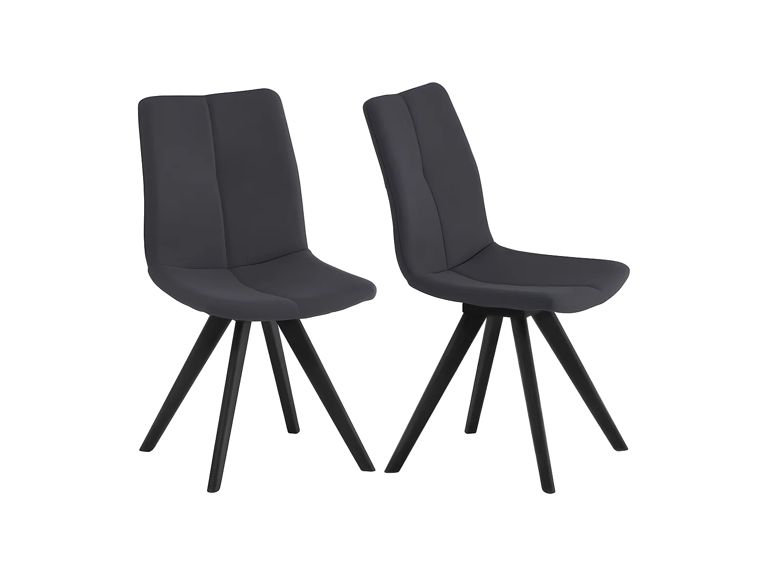 Lot 2 chaises tissu gris foncé et piètement chêne massif noir - MISU