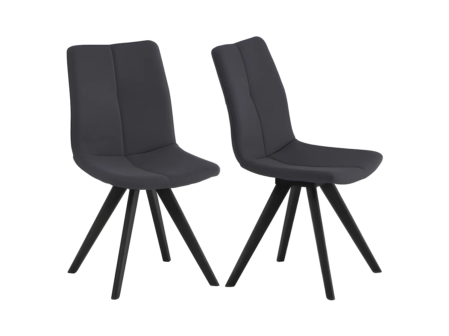 Lot 2 chaises tissu gris foncé et piètement chêne massif noir - MISU