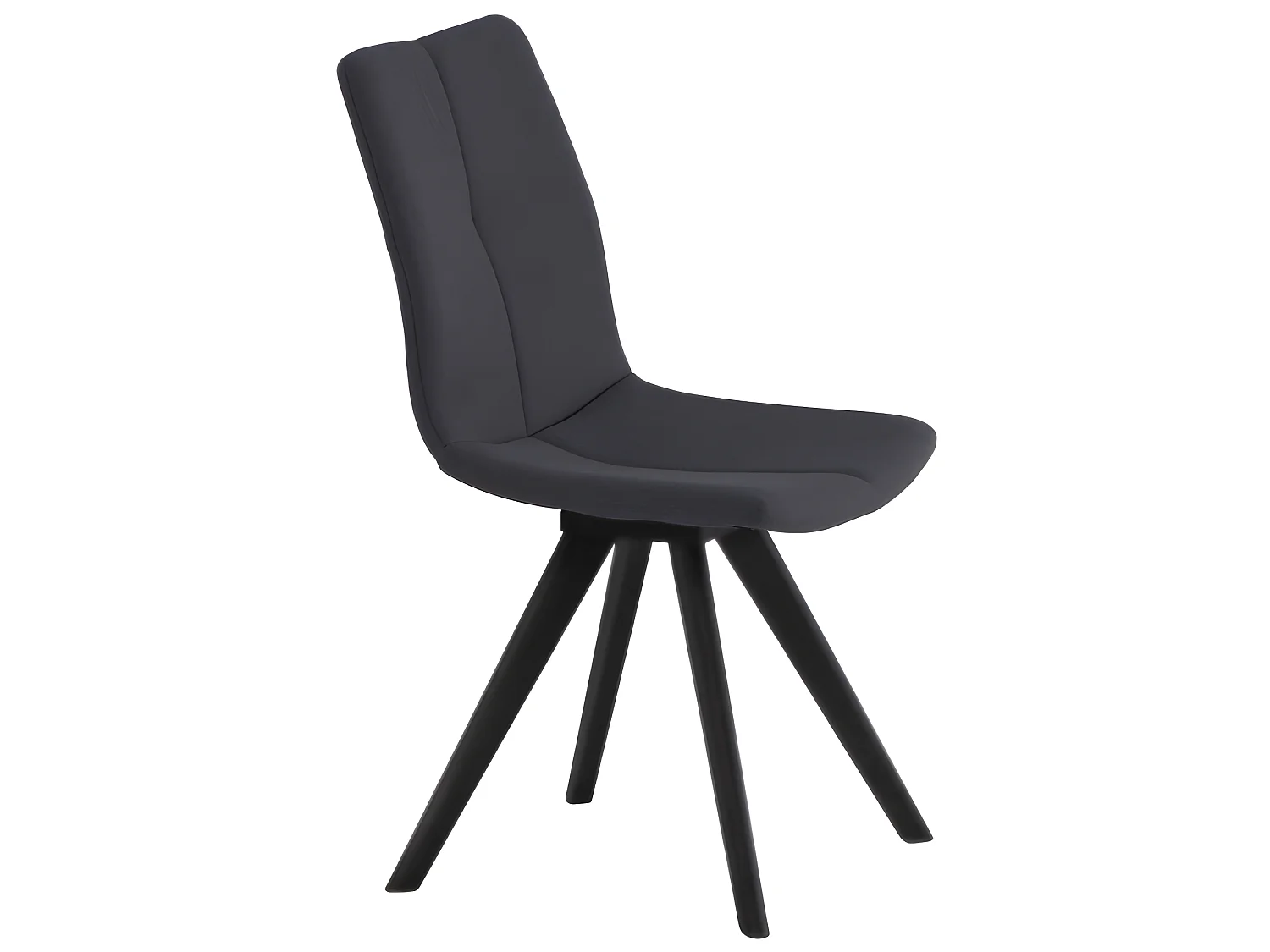 Lot 2 chaises tissu gris foncé et piètement chêne massif noir - MISU