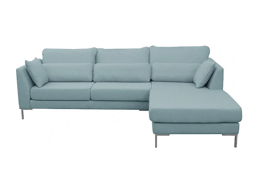 Canapé d'angle droit tissu chiné vert de gris et pieds métal - SCAVO