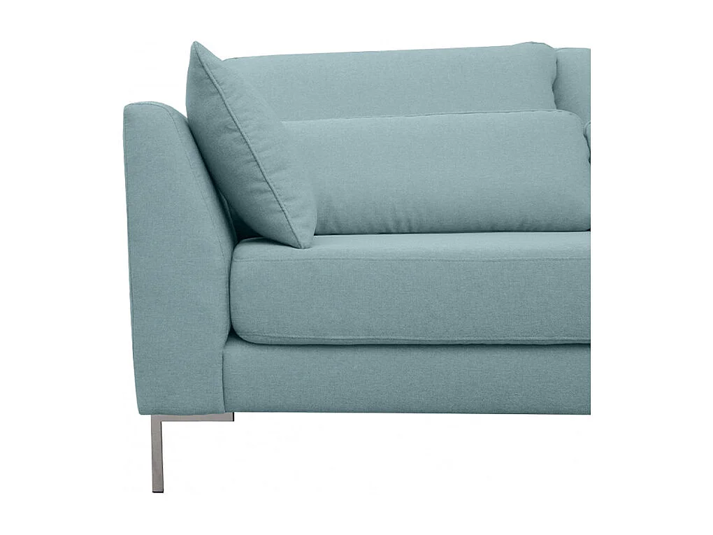 Canapé d'angle droit tissu chiné vert de gris et pieds métal - SCAVO