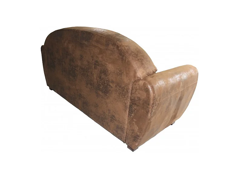 Canapé 3 places 196 cm simili marron effet vieilli style club - CUBA