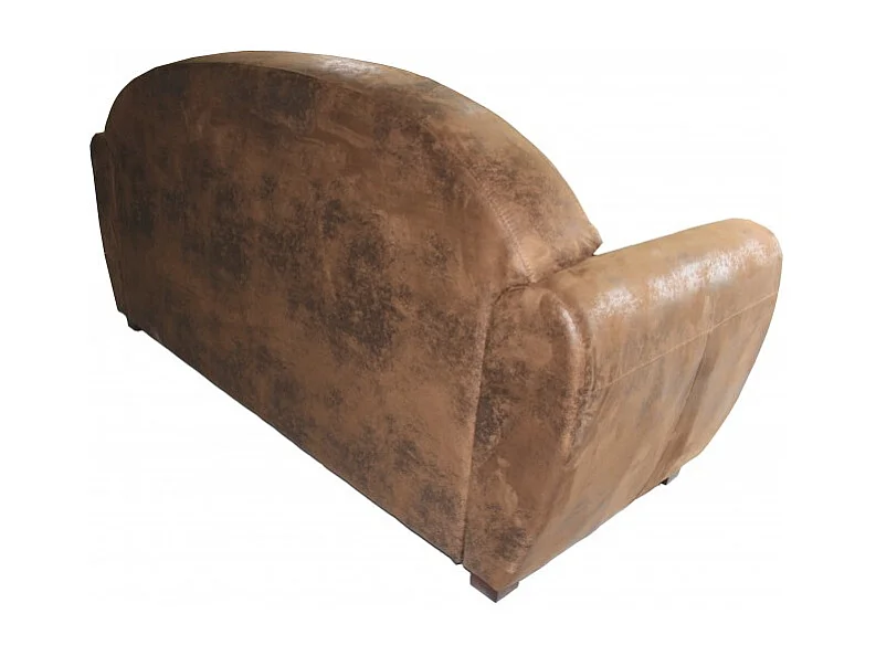 Canapé 3 places 196 cm simili marron effet vieilli style club - CUBA
