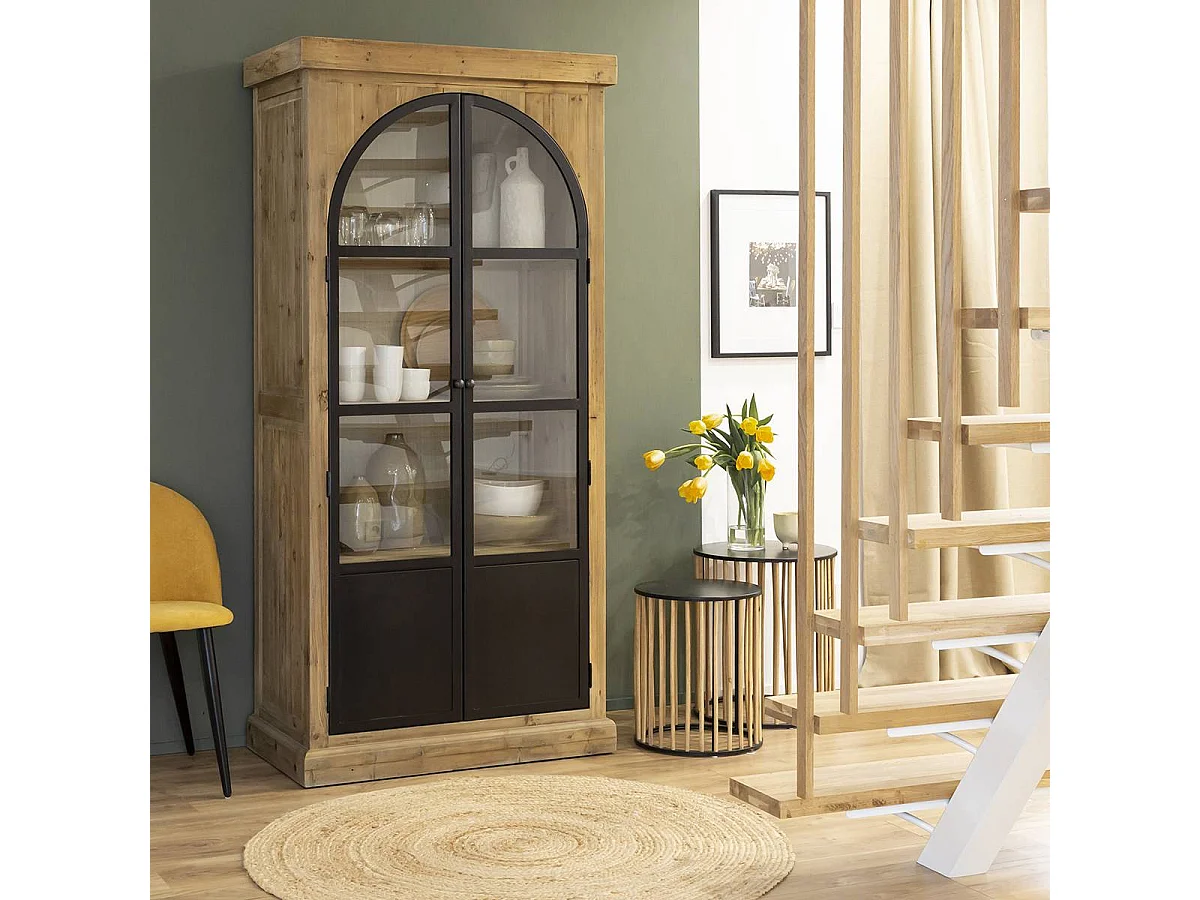 Vitrine en bois recyclé et métal Garance