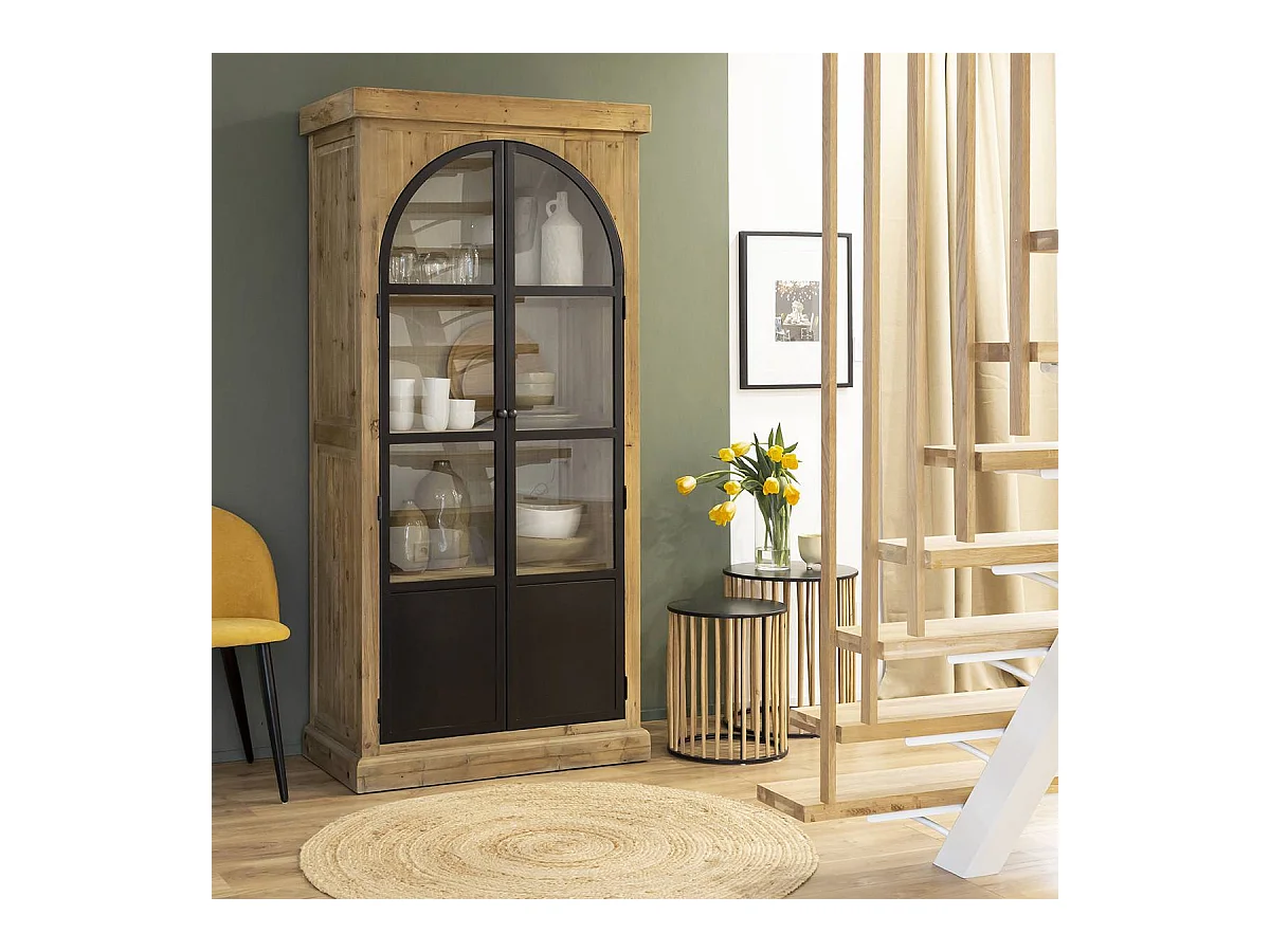 Vitrine en bois recyclé et métal Garance