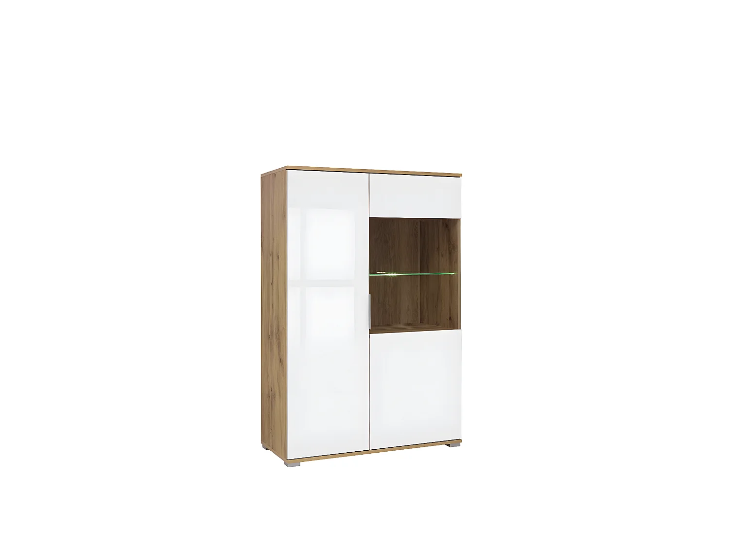 JADEA - Vitrine 2 portes style scandinave salon/salle à manger - 132.5x90x41 - 10 compartiments - Vitrine double