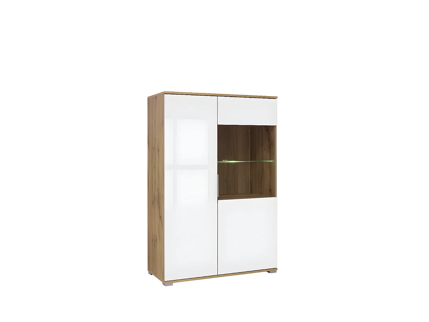 JADEA - Vitrine 2 portes style scandinave salon/salle à manger - 132.5x90x41 - 10 compartiments - Vitrine double