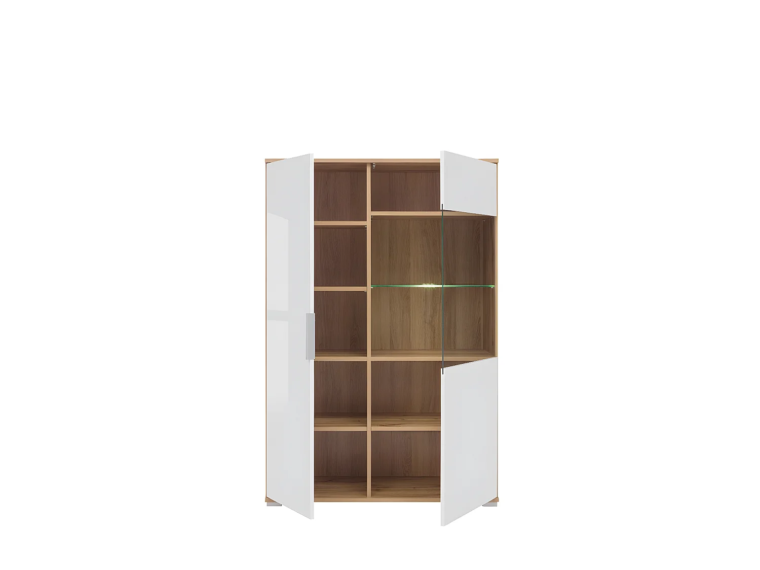 JADEA - Vitrine 2 portes style scandinave salon/salle à manger - 132.5x90x41 - 10 compartiments - Vitrine double
