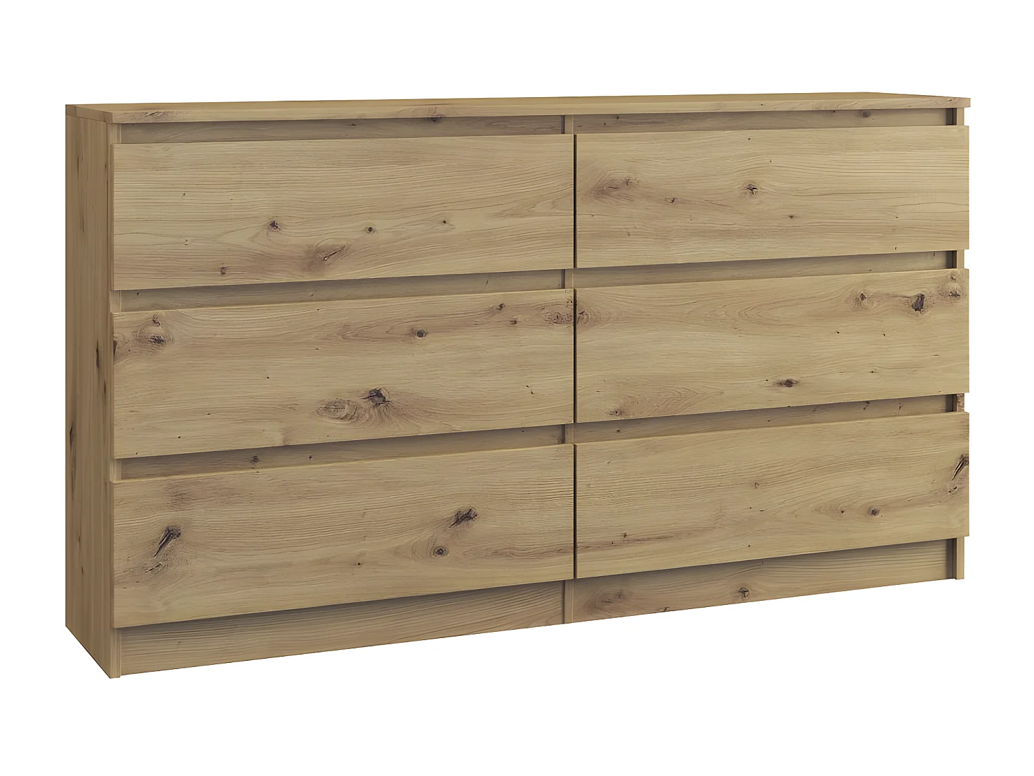 ASTER - Cassettiera grande per camera da letto soggiorno ufficio - 6 cassetti - 138x40x75cm - 6 cassetti - Stile scandinavo