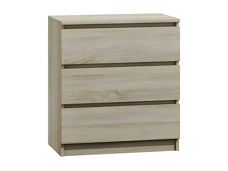 ASTER T3 - Cómoda con 3 cajones - Despacho y dormitorio - 77x70x40 - mueble de almacenamiento - estilo escandinavo - imitación madera