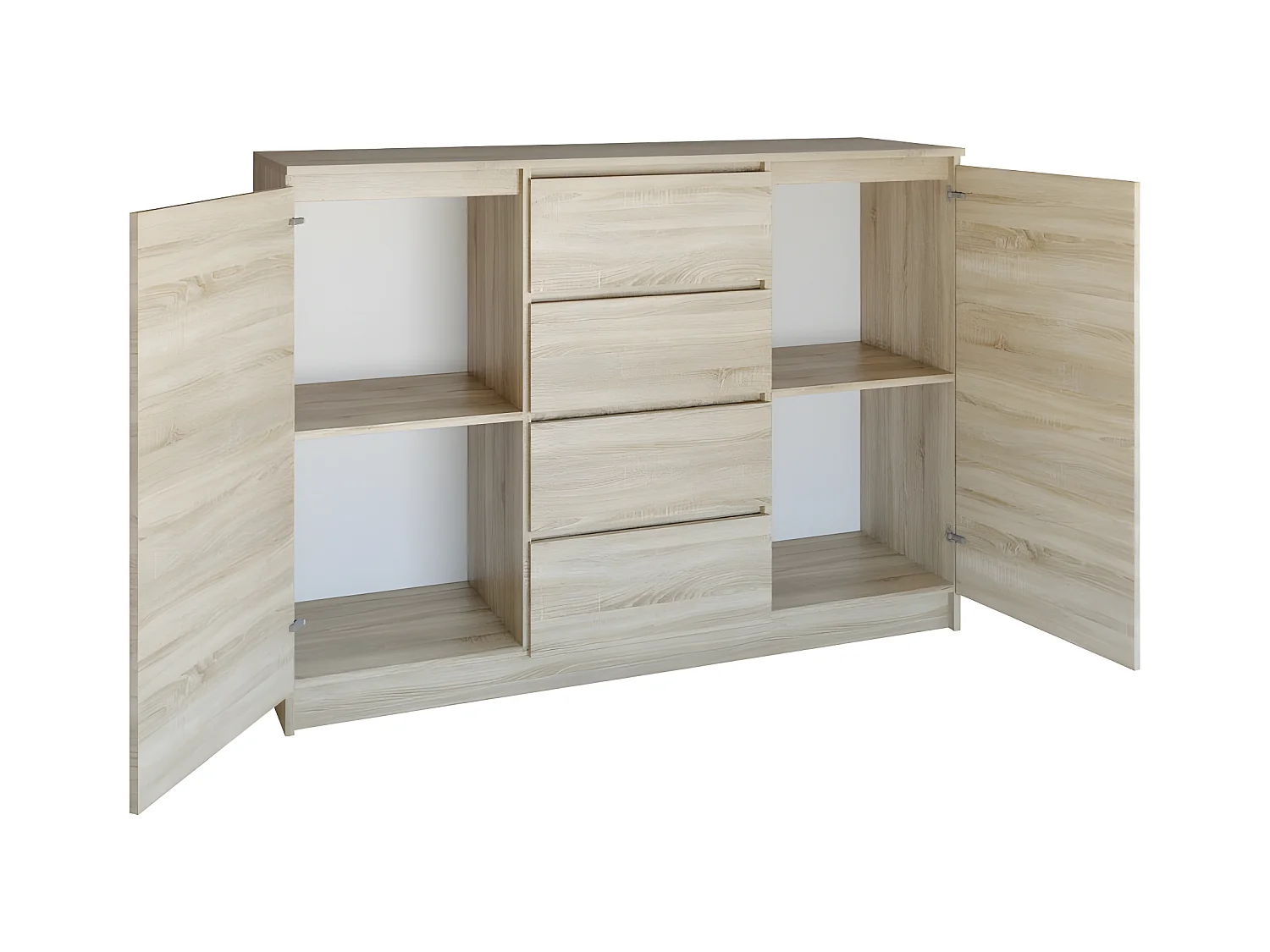 PARME | Commode style moderne chambre/salon/bureau | 120x40x97 | 2 portes+ 4 triroirs | Meuble de rangement moderne