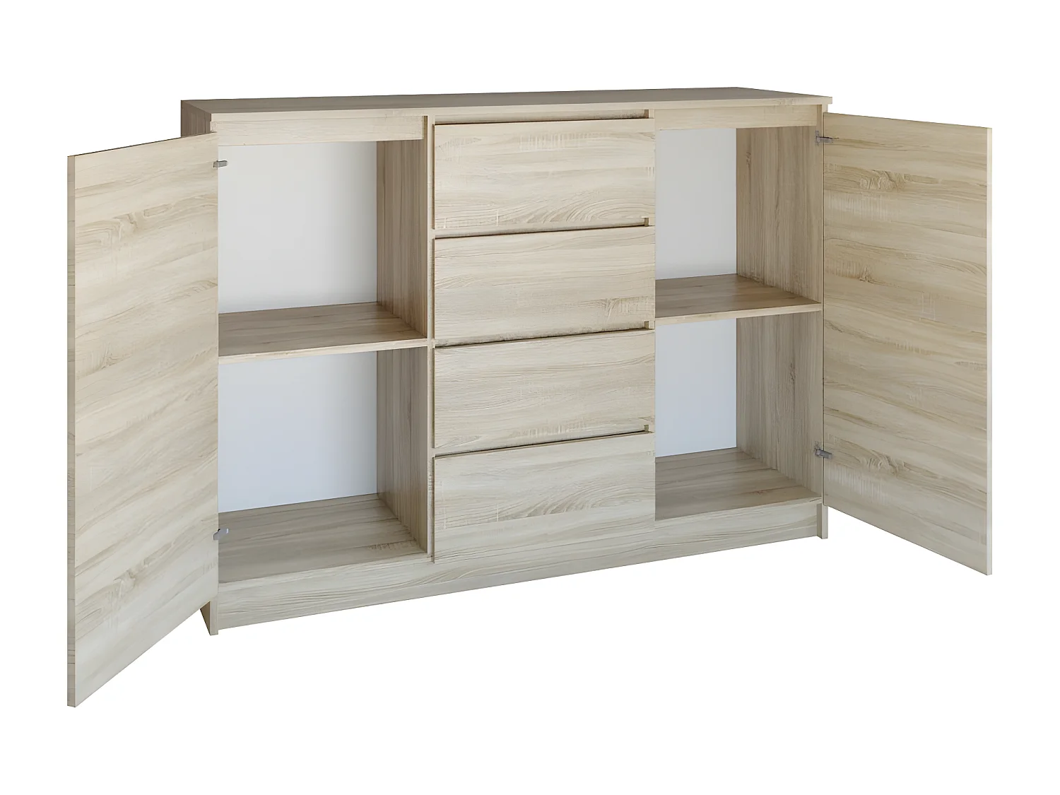 PARME | Commode style moderne chambre/salon/bureau | 120x40x97 | 2 portes+ 4 triroirs | Meuble de rangement moderne