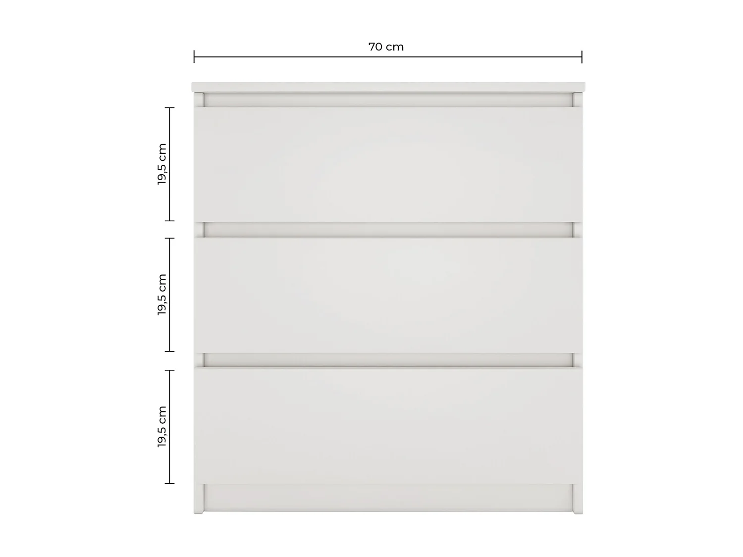 ASTER T3 - Cassettiera per camera / ufficio / soggiorno 70x40x75 3 cassetti - Mobile contenitore moderno - Cassettiera stile scandinavo - Spogliatoio