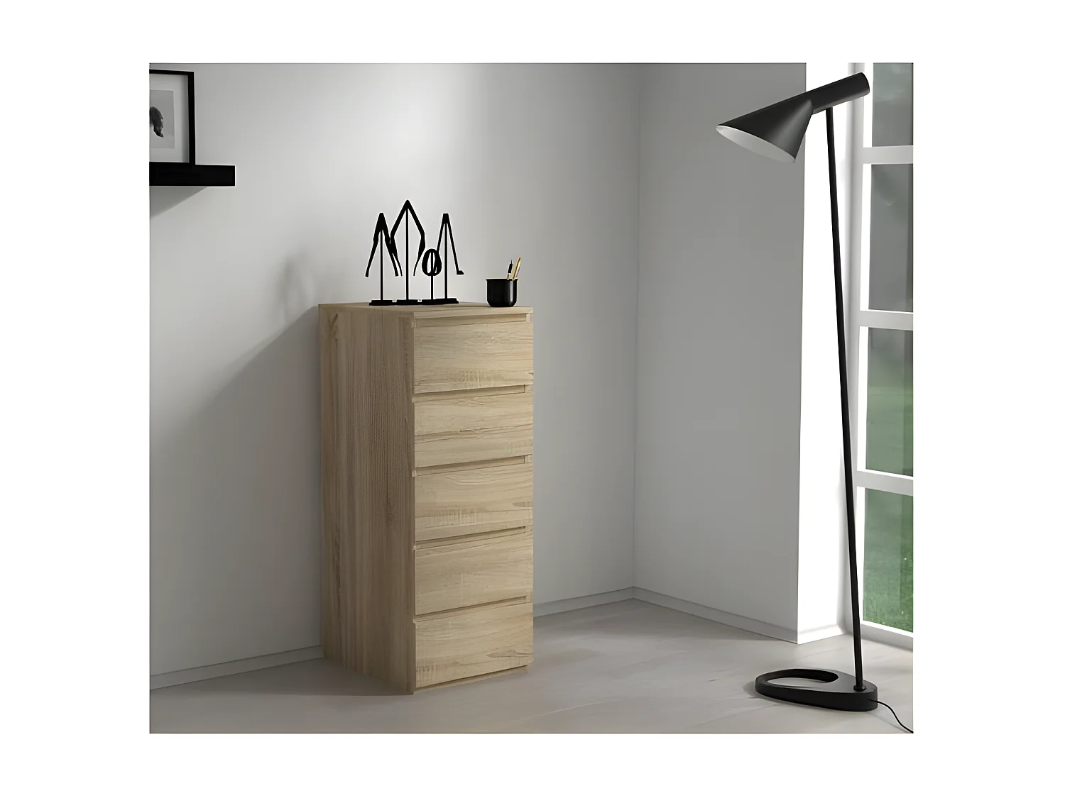 VENICE | Commode contemporaine haute chambre/salon/bureau | 45x40x111 | 5 tiroirs coulissants | Meuble de rangement