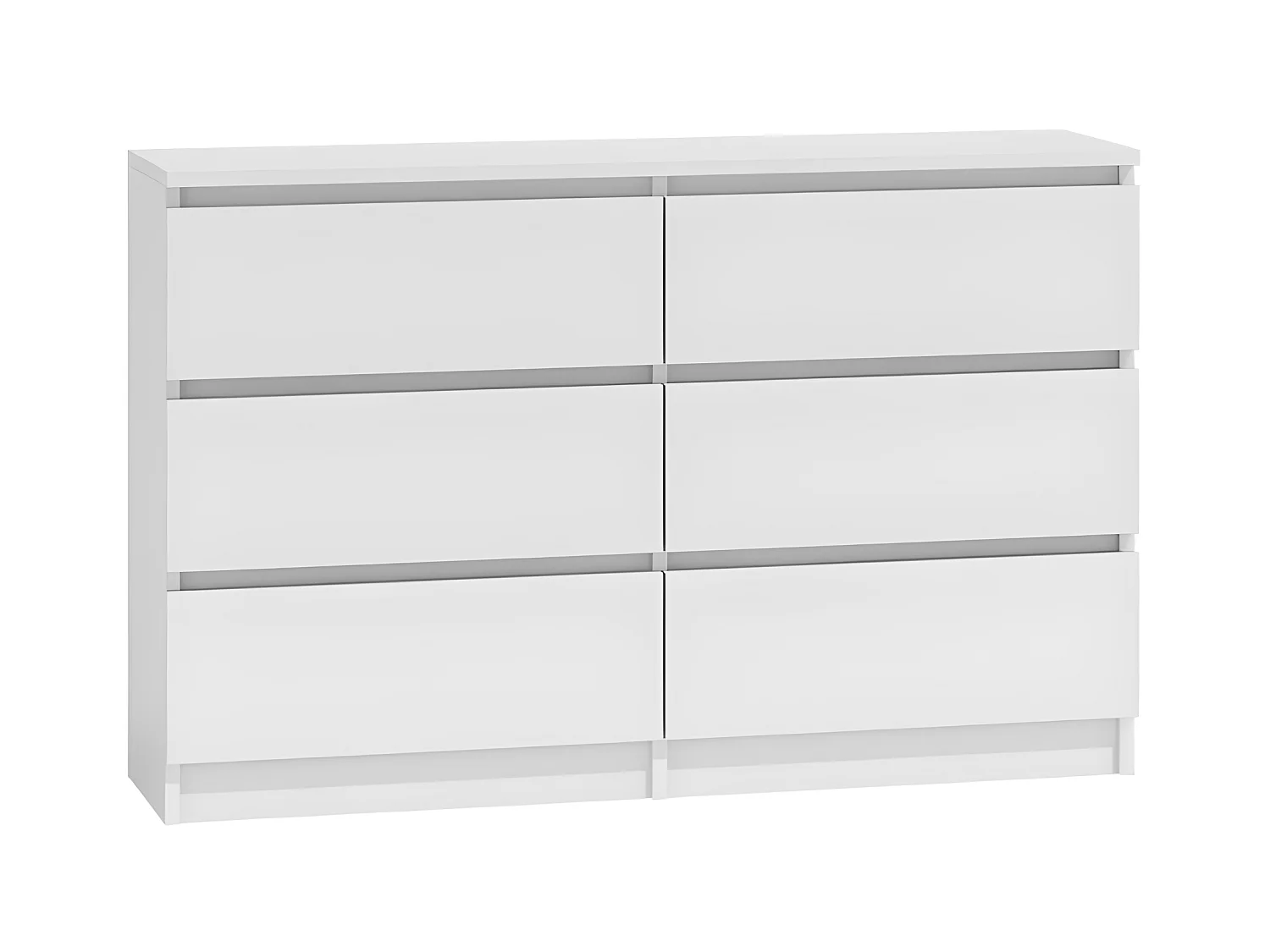 MILAN - Commode de chambre large 6 tiroirs - 30x120x77cm - Style scandinave - Rangement